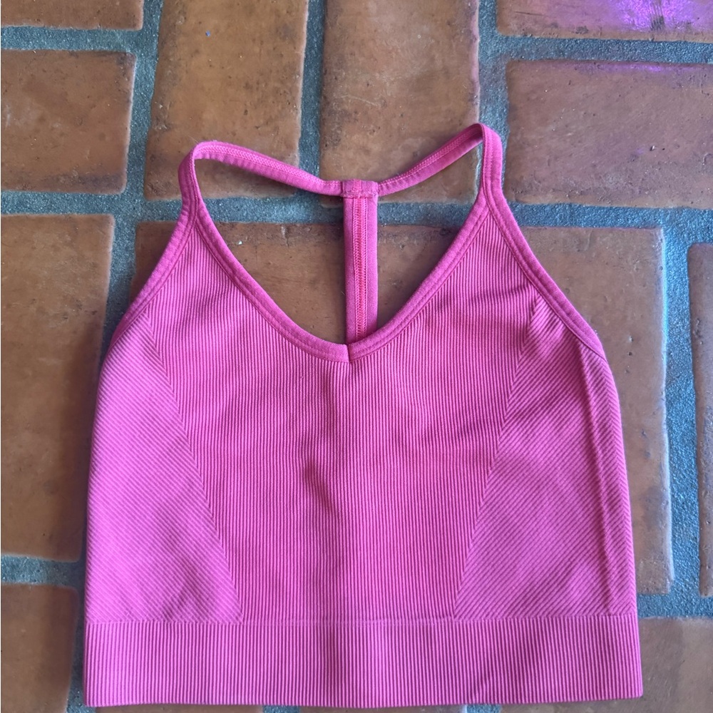 Pink Ribbed sports bra